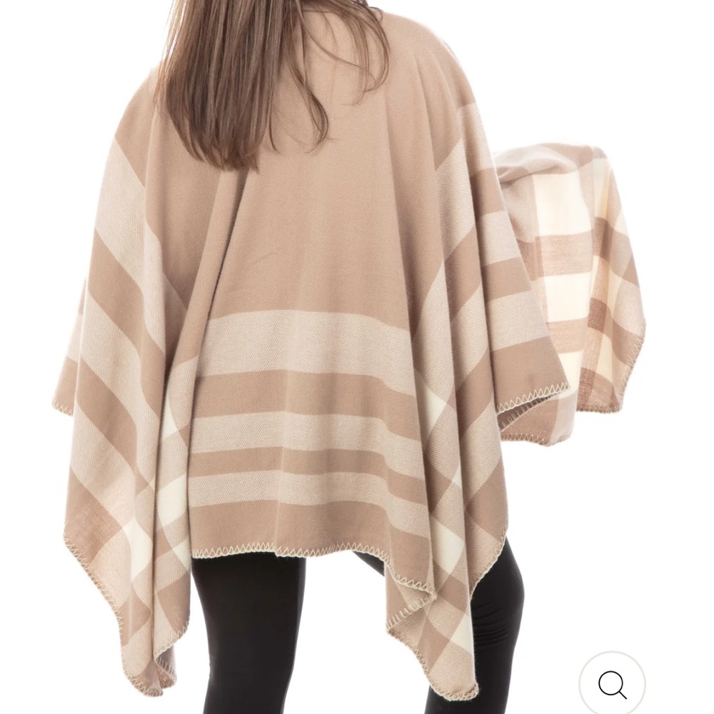 Boho Western Plaid Poncho. Super Soft and Versatile. Beautifully crafted. OSFM - Picture 7 of 9